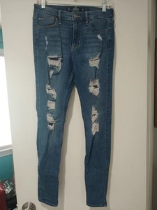 Hollister Distress Ripped Jeans 7R High Rise Super Skinny - Picture 1 of 5