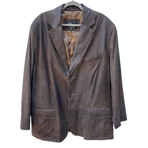 Vintage Remy Men’s 48 L Brown Leather Soft Relaxed Shammy Blazer Sport Coat USA - Picture 1 of 11