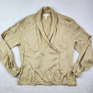 Blusa Camisa Mujer Vintage ESCADA Margaretha Ley Dorada Seda 38 Botones Manga Larga - Imagen 1 de 10