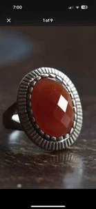 WK 925 Sterling Silver Faceted Carnelian Ring, Size 7, Excellent condition - Picture 1 of 6