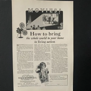 Vintage 1928 Bell & Howell The Whole World In Living Action Ad Advertisement - Picture 1 of 2