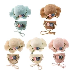 Children's Sun Hat Small Bag Sun Protection with Flower Kids Girl Fisherman Hat - Picture 1 of 16