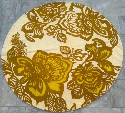 Винтажный французский круглый ковер ручной работы Aubusson с игольчатым наконечником и цветочным узором 147x147 см - Изображение 1 из 4