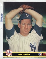 1990 MLB Line Drive HOF Whitey Ford 8x10 Action Color Photo - Yankees