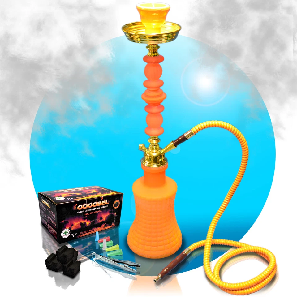 55 cm Shisha Wasserpfeife Hookah orange SET + Zubehör wählbar WP-33579 - Bild 1 von 1