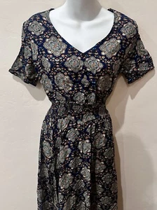 JCL Blue And Orange paisley maxi dress with short sleeves and elastic waist - Picture 1 of 7