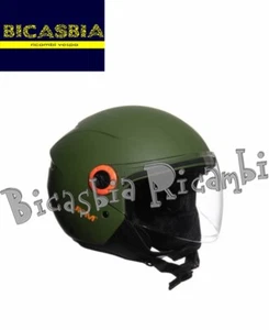 21016 - CASCO JFM DEMIJET VERDE OPACO INSERTI ARANCIONI CON VISIERA TAGLIA S - Picture 1 of 1