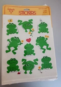 VTG 1979 NOS PKG AMBASSADOR/HALLMARK STICKERS Frog Heart FLOWERS 4 SHEETS SEALED - Picture 1 of 6