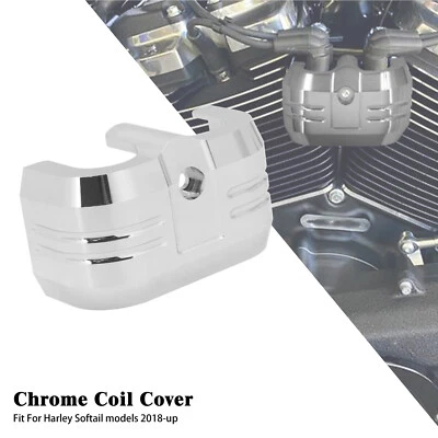 Cubierta de bobina de aluminio cromado para Harley 18-25 Softail Fat Fay Street Bob Breakout Foto 1 de 4