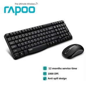 Wireless Keyboard and Mouse Rapoo X1800S Combo Bundles Optical Mouse USB - Picture 1 of 3