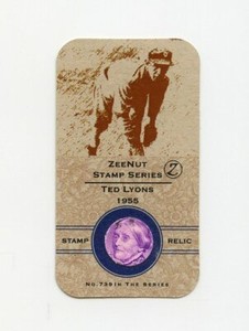 #TN12991 TED LYONS 1955 Stamp Relic HoF Card