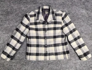 Formula H2W Damen 8 grau kariert Wollmischung Knopfleiste gefütterte Jacke - Bild 1 von 11