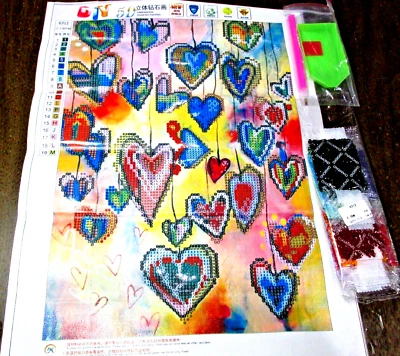 Kit de Pintura Colgantes Corazones Arco Iris 5D Redondos Diamante Punto de Cruz - Nuevo en Paquete (#88) Foto 1 de 4