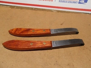 Cuchillo de 2 pezuñas acero inoxidable hoja ancha mango de madera pulido a mano mano mano derecha - Imagen 1 de 12