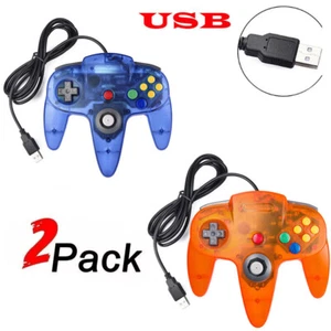 2Pack Wired N64 USB Controller Gamepad Joystick for Windows Linux Raspberry Pi - Picture 1 of 15