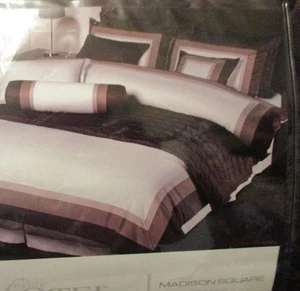 Almohada y falda de cama blanca cubierta completa/queen marrón completa de hotel MADISON SQUARE - Imagen 1 de 12
