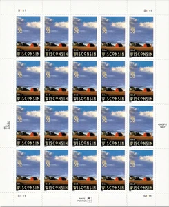 POSTAGE STAMPS~~USA~~WISCONSIN STATEHOOD 1998~~ 32CENT~~SHEET~~ MNH - Picture 1 of 1
