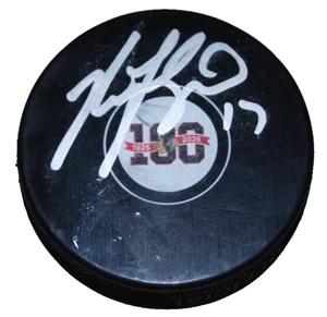 NICK FOLIGNO signed (100th Anniversary) CHICAGO BLACKHAWKS puck BECKETT BU41217 - Picture 1 of 2
