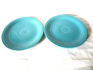 Genuine Fiesta Ware 9.5"Salad Plate Turquoise Aqua Blue Fiestaware ~ Lot of 2 - Picture 1 of 7