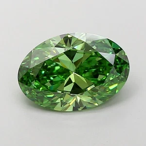 3.02Ct Lab Diamond Greenish Green Oval Diamond IGI Certified Engagement StoneVS - Picture 1 of 11