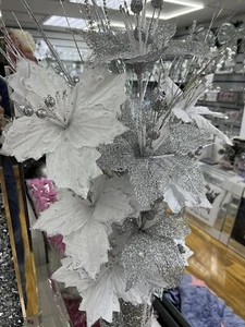 Weiß Silber Blumen Mosaik Crushed Crystal Glitzer Romany Bling 30 cm - Bild 1 von 3
