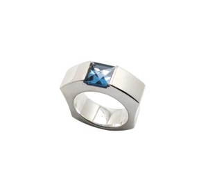 Massiver schwerer Ring Sterling Silber 925 Gr. 55 hellblauer Stein - Bild 1 von 3