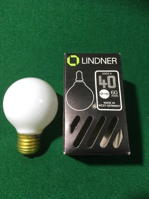 VINTAGE OPALINE GLOBE BULB LINDNER GERMANY 60mm E27 40W NEW OLD STOCK - Image 1 of 2