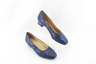 Zapatos cómodos Trotters Doris para mujer 12 WW cuero azul tacón bloque T3235-444 Foto 1 de 4