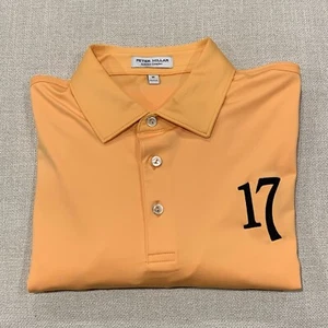 Peter Millar Polo Shirt Mens Medium Summer Comfort Orange Golf Stretch 17 Logo - Picture 1 of 6