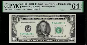 US 100 Dollars 1950D PMG 64 EPQ UNC Fr #2161-C FRN Philadelphia Granahan/Dillon - Picture 1 of 4