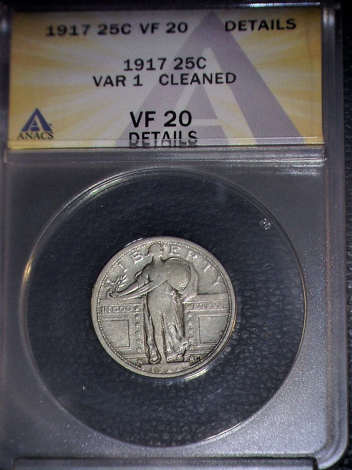 1917 Standing Liberty Quarter, ANACS VF20, Type 1, Good Solid Coin - Image 1 of 2
