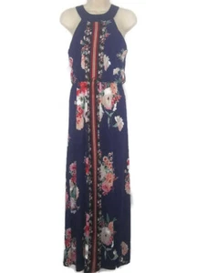 Three Pink Hearts Navy Floral Cameo Maxi Dress Women's  XS NWT - Picture 1 of 6
