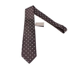 Tom Ford NWT Neck Tie in Dark Brown with Light Beige Polka Dots 100% Silk
