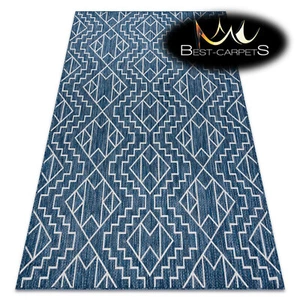 Increíble Moderna Alfombra Plana Tejida SISAL SION Geométrica AZUL MARINO/CRU Fácil de Limpiar - Imagen 1 de 6