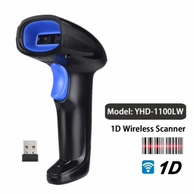Escáner de código de barras inalámbrico 2,4 GHz USB inalámbrico 1D láser lector de código de barras de mano Foto 1 de 4