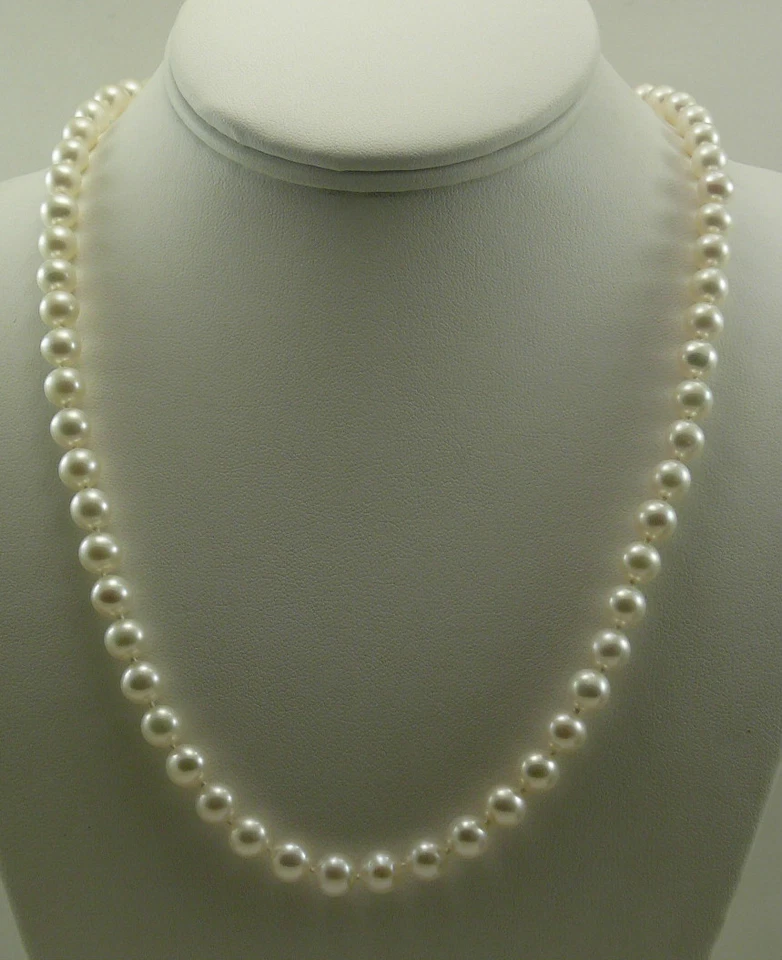 Freshwater White Pearl Necklace 14k white Gold clasp  Foto 1 de 1