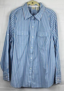 LL Bean Baumwolle Stretch Roll-Tab Langarm Streifen Shirt, Größe 1X - Bild 1 von 3