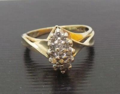 令人惊叹的 10K YG 女士钻石簇戒指 0.25 tcw 尺寸 6.75 G122736 2.94 克 — 第 1/4 张图片