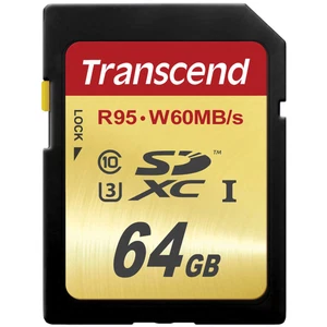 Transcend 64GB SDXC UHS-I U3 Speed Class 3 (R95, W60MB/s) Memory Card #TS64GSDU3 - Picture 1 of 2