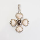 Judith Ripka faceted smoky quartz crystals sterling silver flower pendant