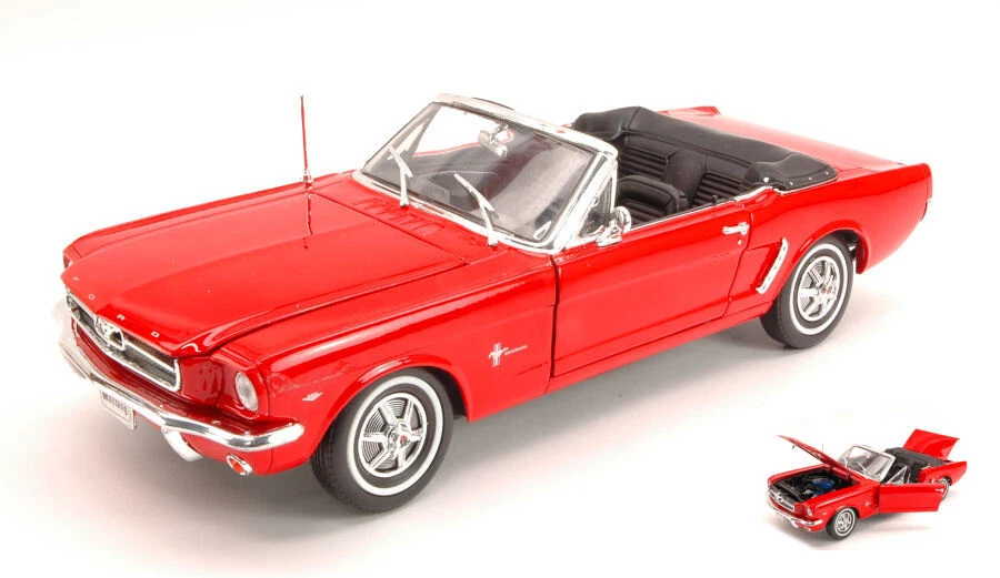 MODELLINO AUTO EPOCA STATICO WELLY FORD MUSTANG CABRIO 1964 ROSSO SCALA 1:18 - Immagine 1 di 1