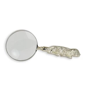 9932072 Silver Colored Magnifying Glass Nickel Plated Handle As Rabbit Figurine - Picture 1 of 1