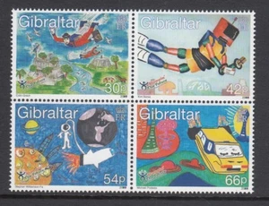 GIBRALTAR 2000 Children's Stamp Design Competition 1.92 Pounds block of 4 MNH - Picture 1 of 1