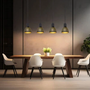 Hängelampe Esstischleuchte Pendellampe schwarz gold Wohnzimmerlampe 4 flammig - Bild 1 von 12