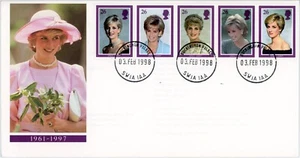 1998 DIANA PRINCESS of WALES FDC BUCKINGHAM PALACE CDS ROYAL COURT POST OFFICE - Picture 1 of 2