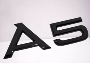 A5 LETTERING REAR BOOT LID TRUNK BADGE EMBLEM FOR AUDI, GLOSS BLACK - Imagen 1 de 1