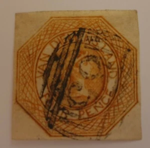 Van Diemen's Land [Tasmania] FORGERY 1853-54 (SG11) 4d "Courier" Plate II - Imagen 1 de 2