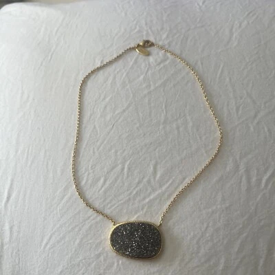 Collar Colgante Cadena Marcia Moran Marrón Brillante Druzy y Oro.  Foto 1 de 4