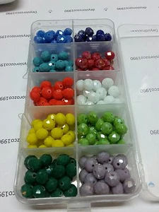Rondelle cristallo vetro sfaccettato fare gioielli perline colorate in scatola portaoggetti 8x6mm - Foto 1 di 7