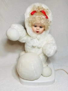 18” 1990s Christmas Santa's Best Animated Girl Rolling Snowball Motionette Works - Picture 1 of 14